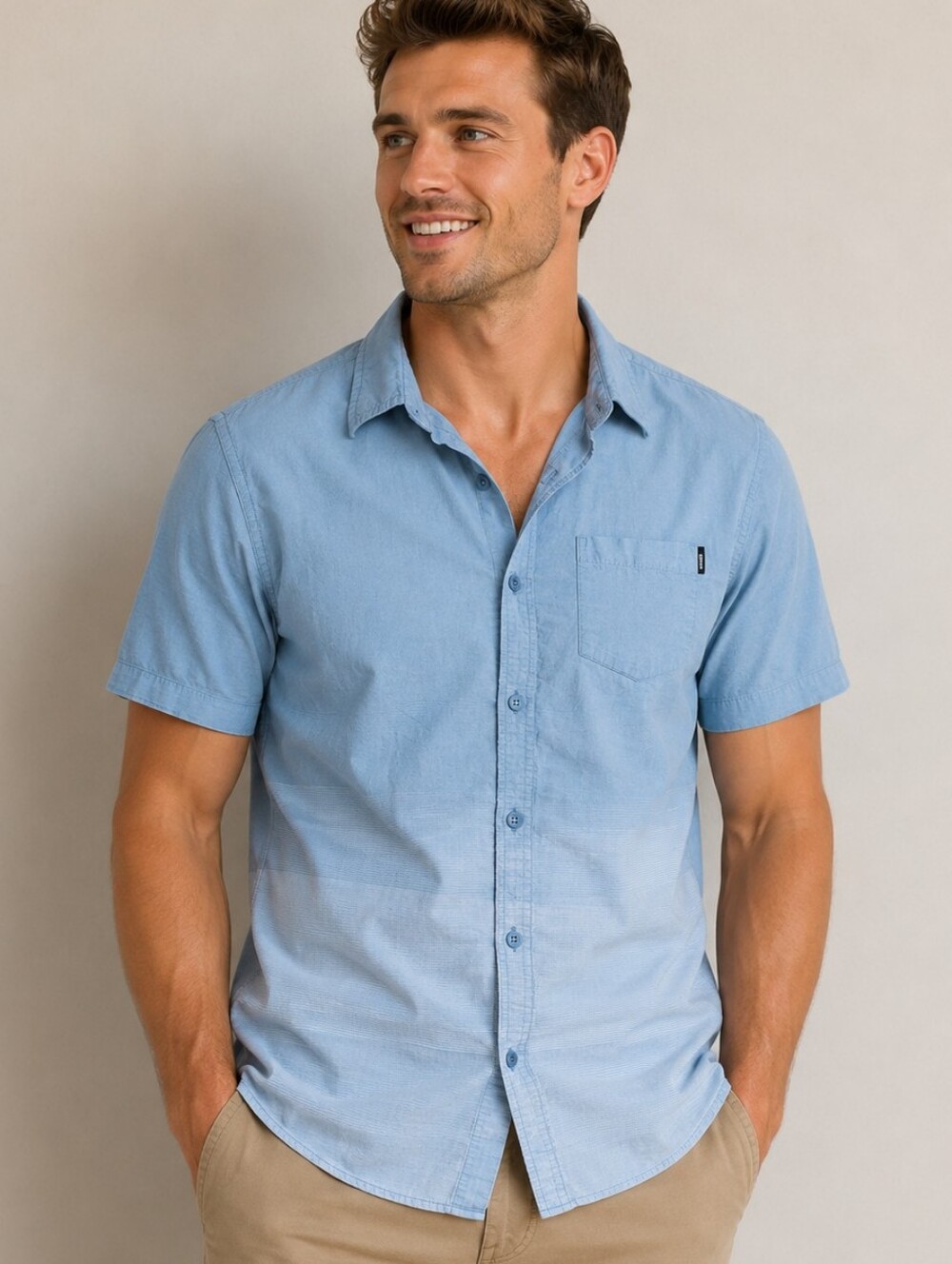 Ripzone Light Blue Fitted Short-Sleeve Casual Button-Up Shirt Size XL